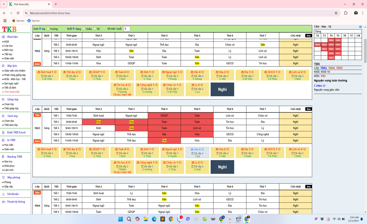Tinh chỉnh thời khóa biểu trực quan dễ dàng