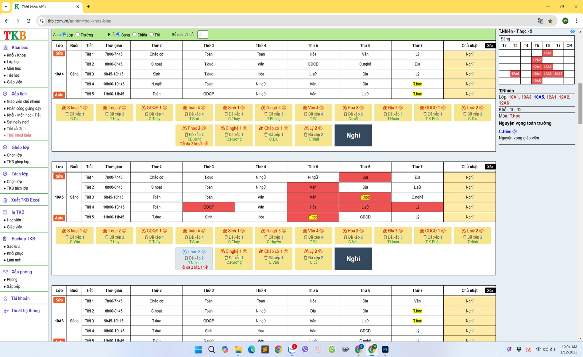 Phần mềm hỗ trợ xếp thời khóa biểu