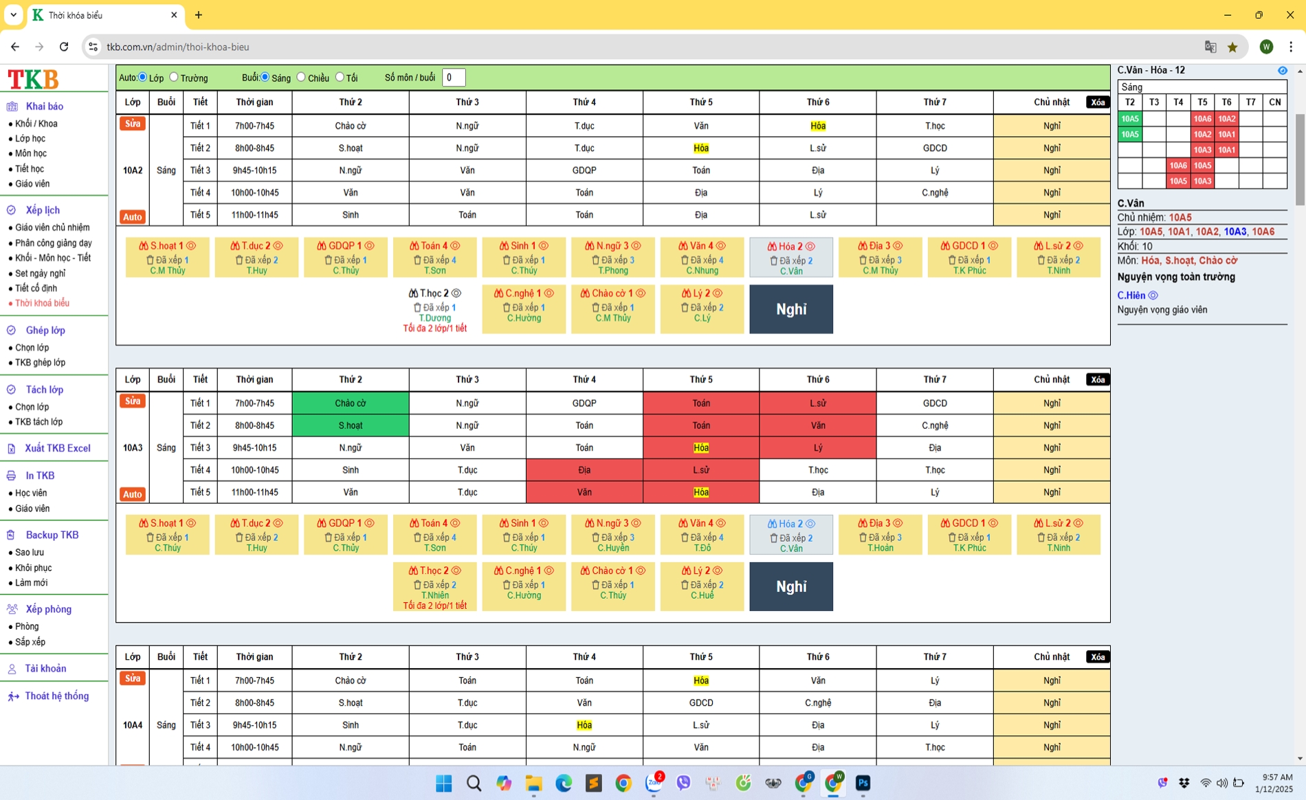 Phần mềm xếp thời khóa biểu